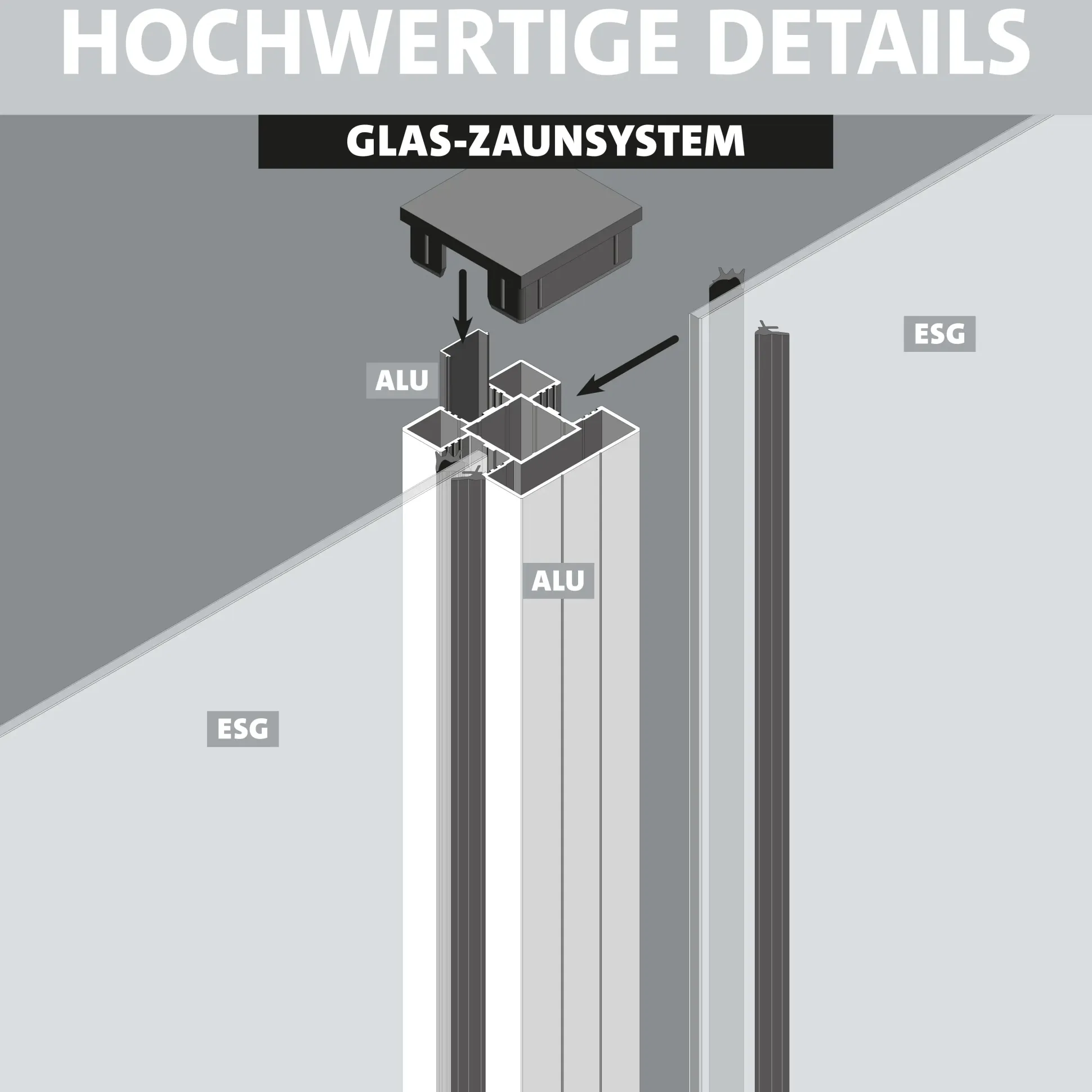 Ambiente Glaszaun Grundset Klarglas 187 x 107,2 cm weiß