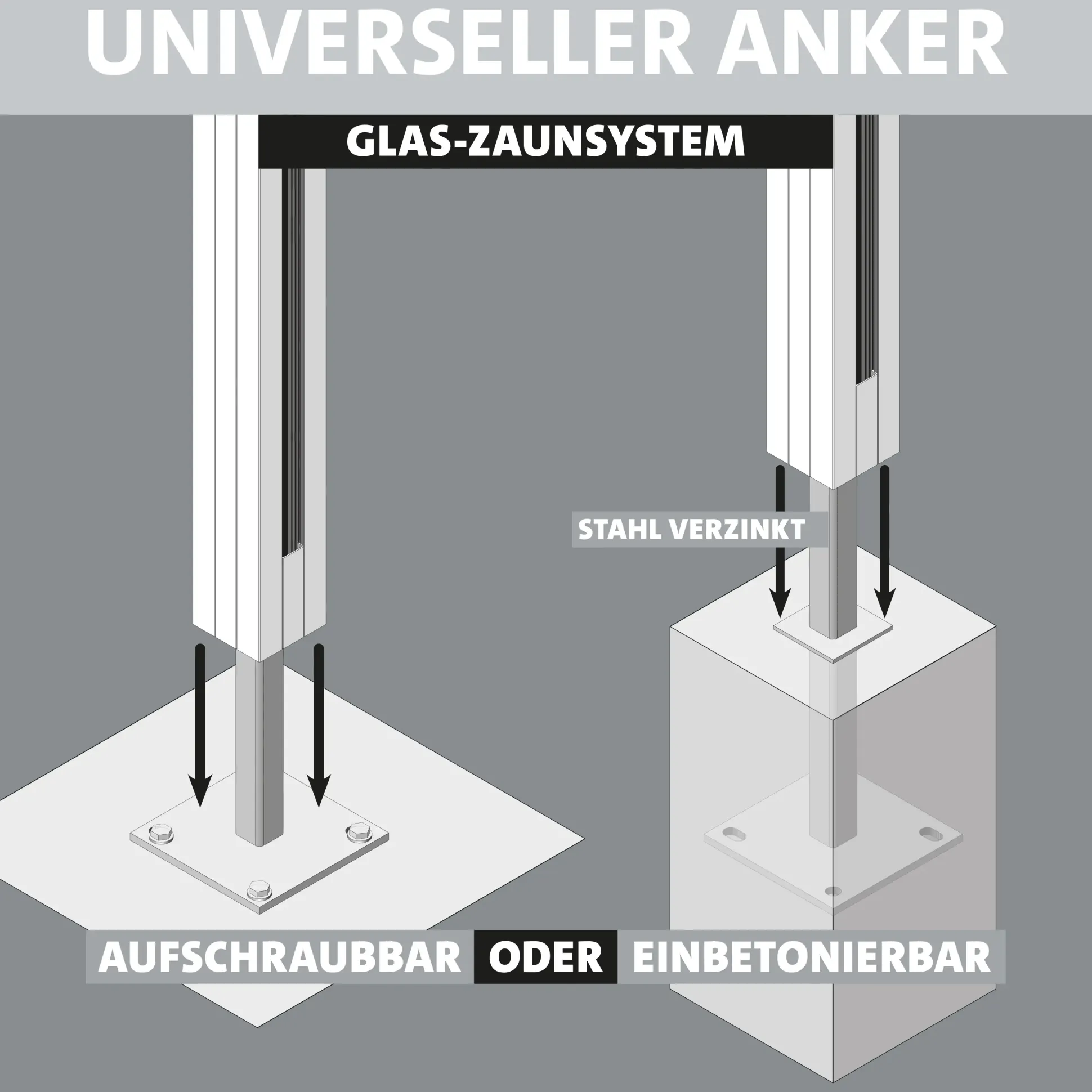 Ambiente Glaszaun Grundset Klarglas 187 x 107,2 cm weiß