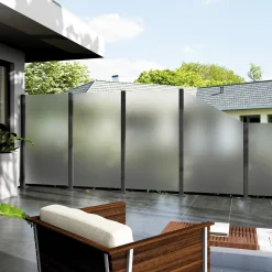 Ambiente Glaszaun Grundset Klarglas mit Siebdruck 187 x 107,2 cm grau