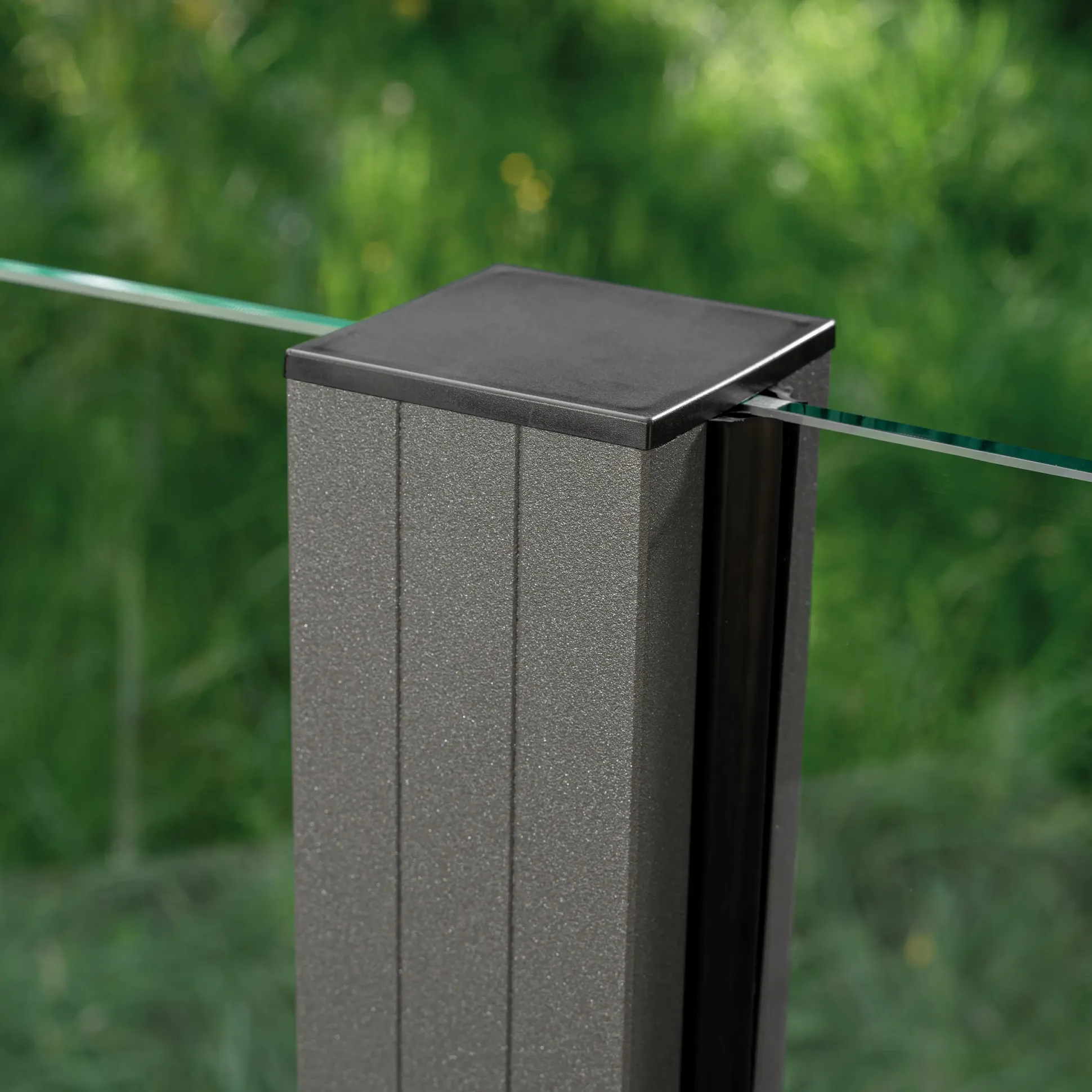 Ambiente Glaszaun Grundset Klarglas mit Siebdruck 187 x 107,2 cm grau