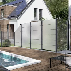 Ambiente Glaszaun Grundset Klarglas mit Siebdruck 187 x 107,2 cm anthrazit