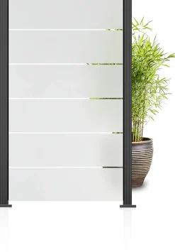 Ambiente Glaszaun Grundset Klarglas mit Siebdruck 187 x 107,2 cm anthrazit
