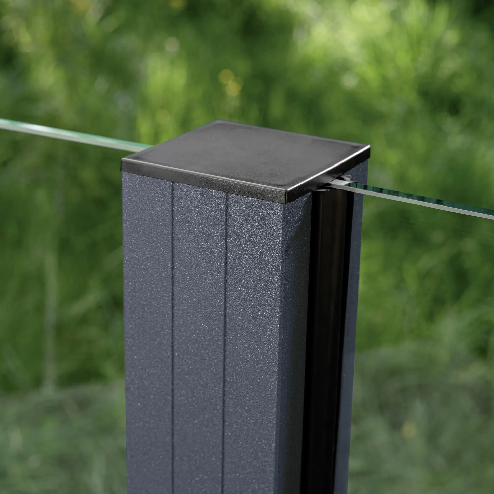 Ambiente Glaszaun Grundset Klarglas mit Siebdruck 187 x 107,2 cm anthrazit