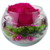 Arrangement Langzeitrose "Long Life", pink im Whiskeyglas mit Deko