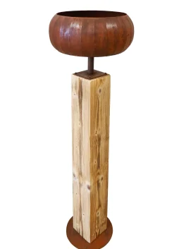Badeko Deko Säule mit Pflanzschale 132 cm braun