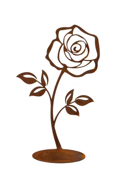 Badeko Dekofigur Rose auf Bodenplatte 20 cm rostbraun
