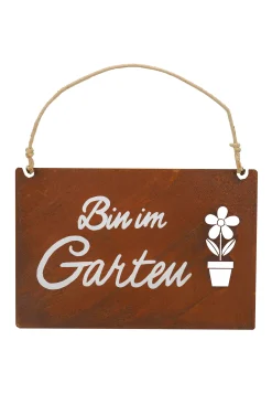 Badeko Dekotafel Bin im Garten 30 cm rostbraun