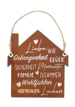 Badeko Dekotafel Haus 25 cm rostbraun