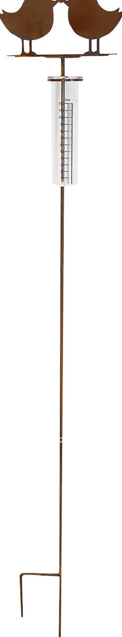 Badeko Gartenstecker Regenmesser mit Vogelpaar 130 cm rostbraun