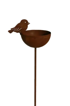 Badeko Gartenstecker Vogeltränke 120 cm rostbraun