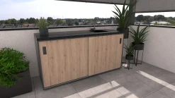 Bellano Living Element für Outdoorküchen inkl. Spüle rechts mit 2 Türen eiche granit