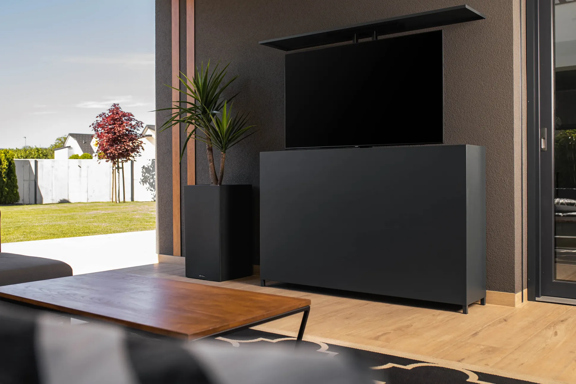 Bellano Living TV Lift Schrank Outdoor dunkelgrau