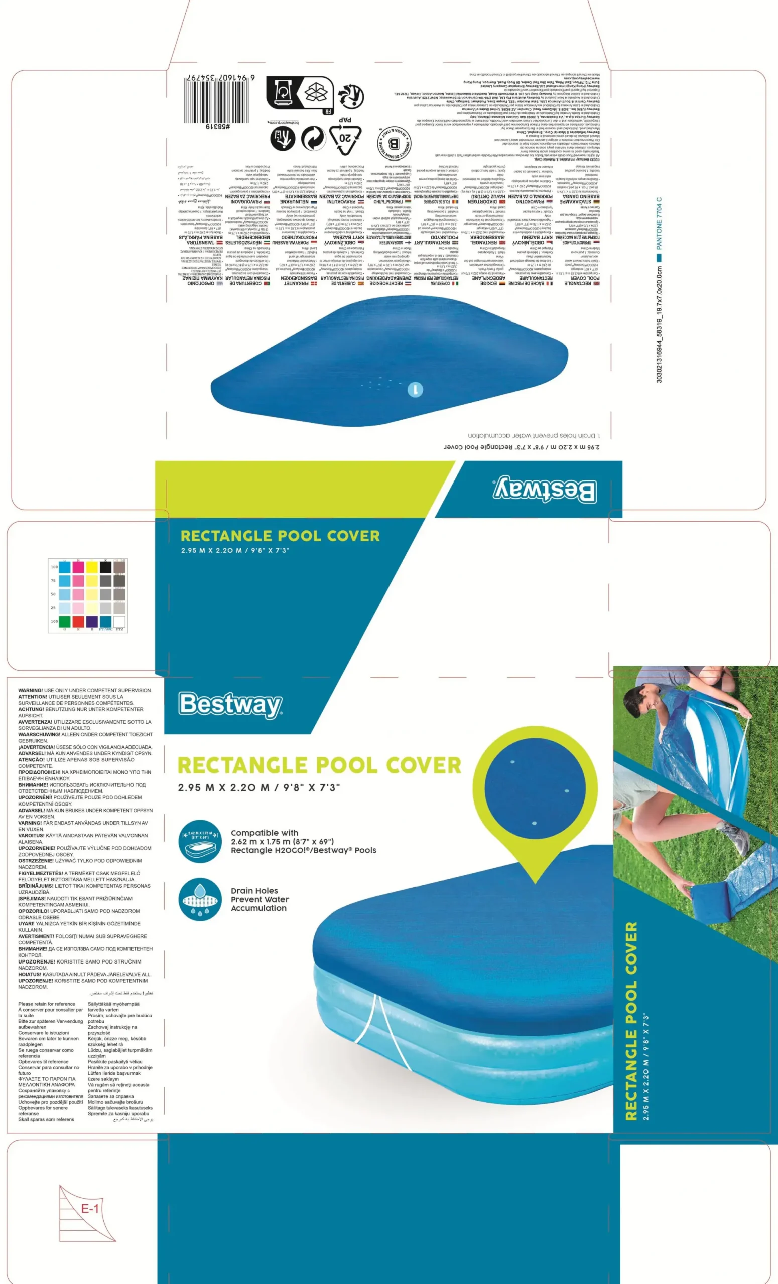 Bestway Flowclear Abdeckplane für Family-Pools 262 x 175 x 51 cm