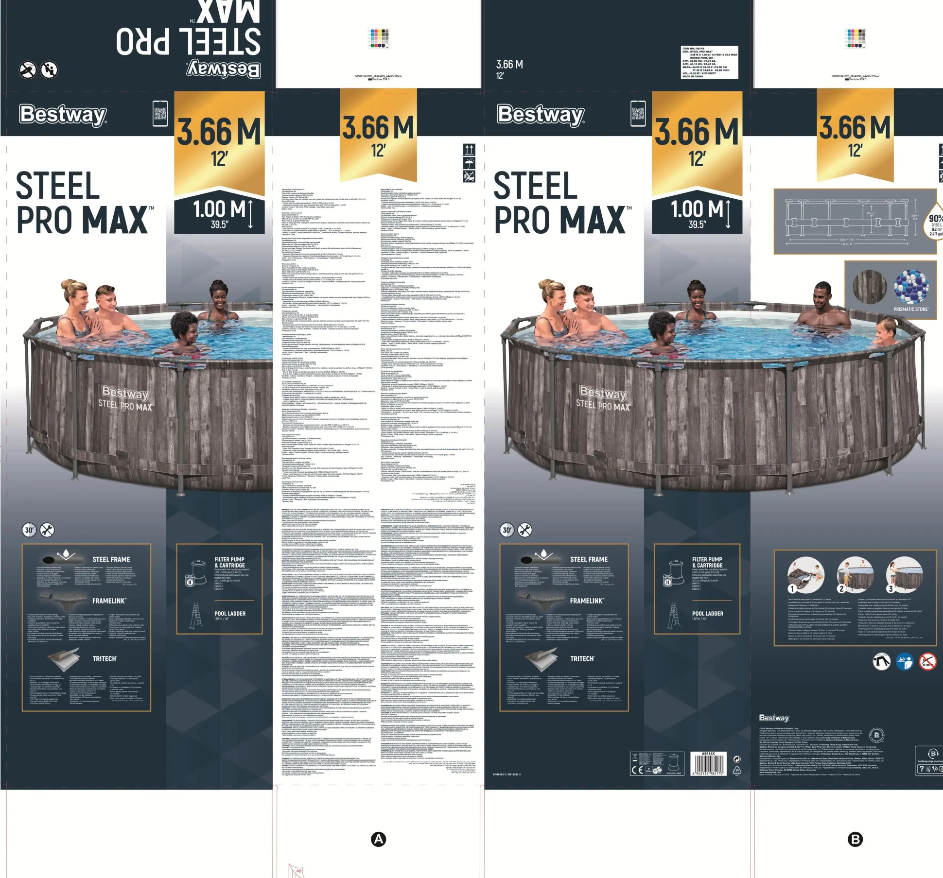 Bestway Steel Pro Max Frame Pool Komplett-Set Ø 366 x 100