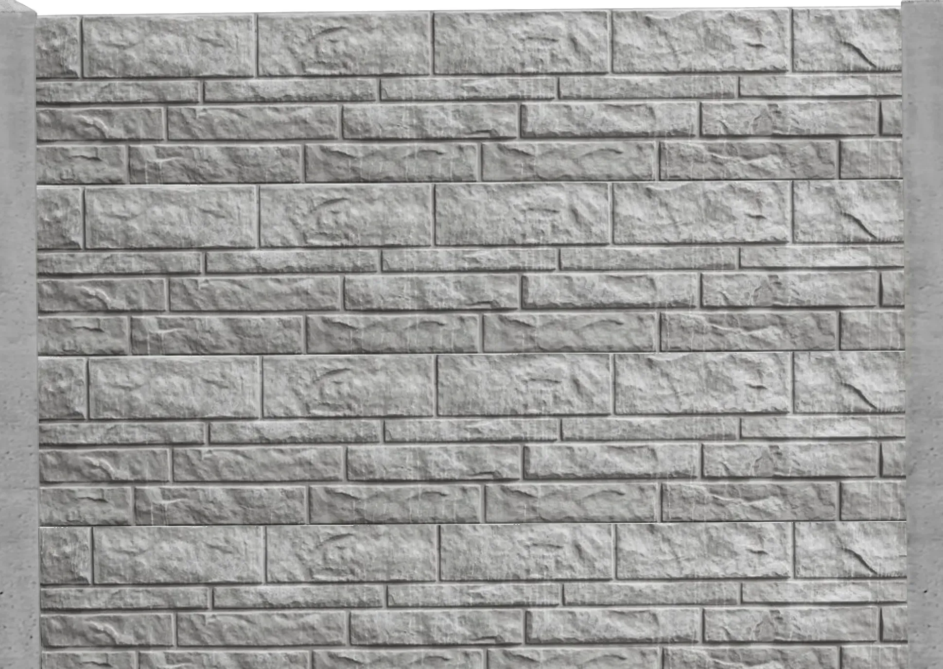 Betonzaun Grundset Fels S-Motiv Anfangs und Endpfosten 193 cm