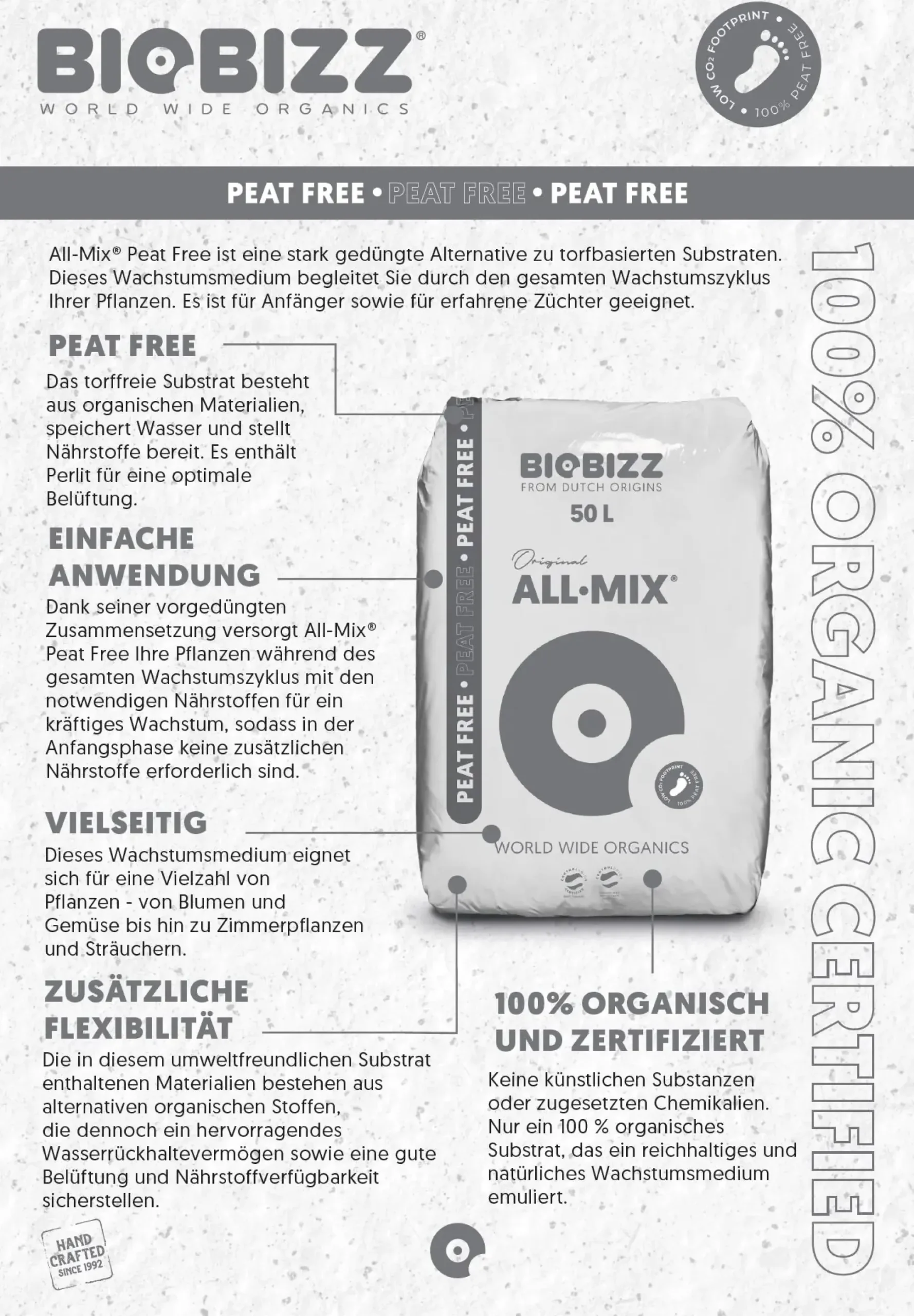 BioBizz Blumenerde All-Mix torffrei 50 Liter