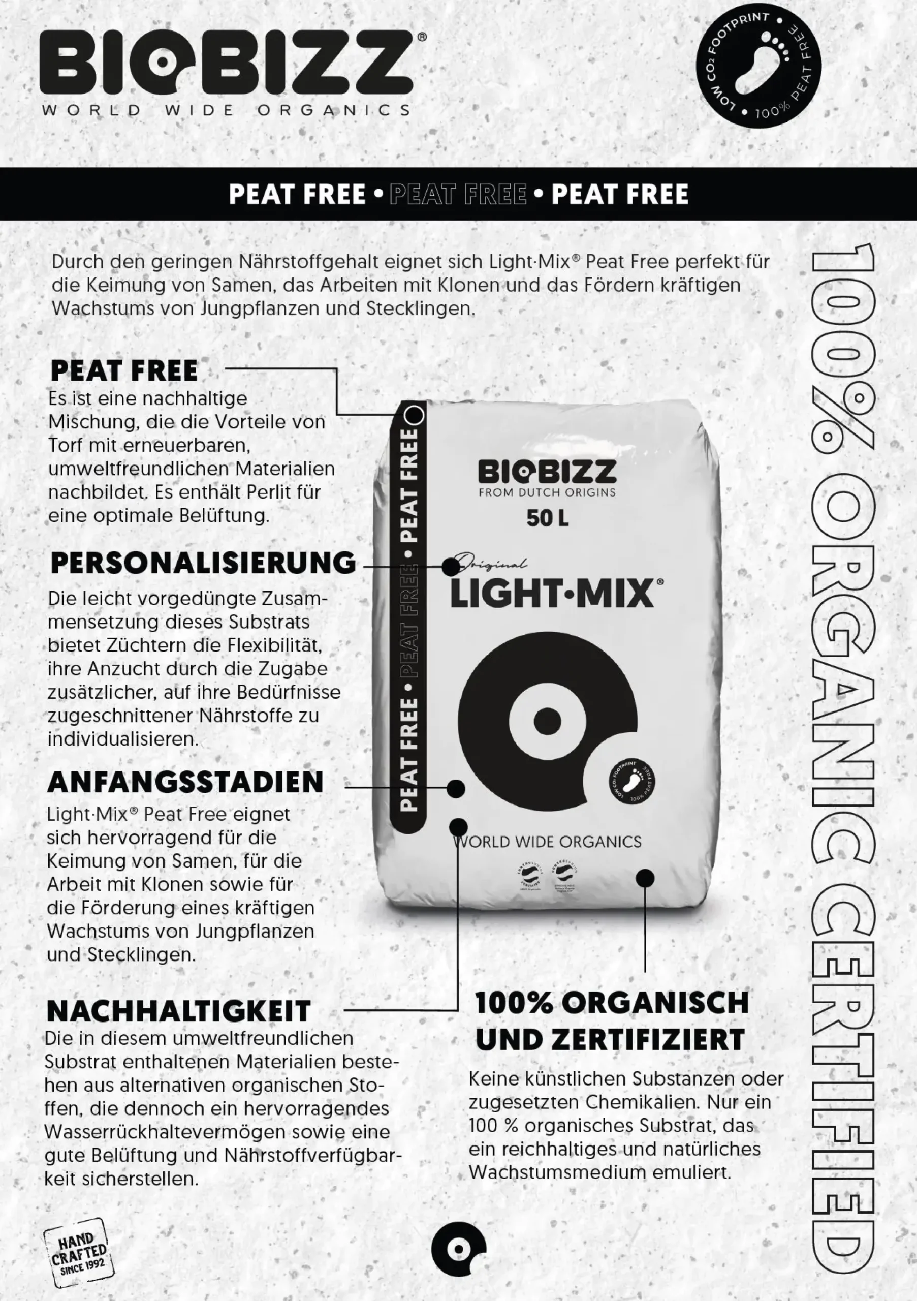 BioBizz Blumenerde Light-Mix torffrei 50 Liter