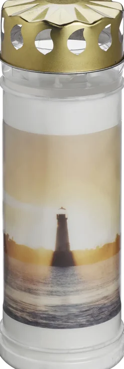 Bolsius Dauerbrenner Nr. 7 Leuchtturm weiß, Höhe 20 cm