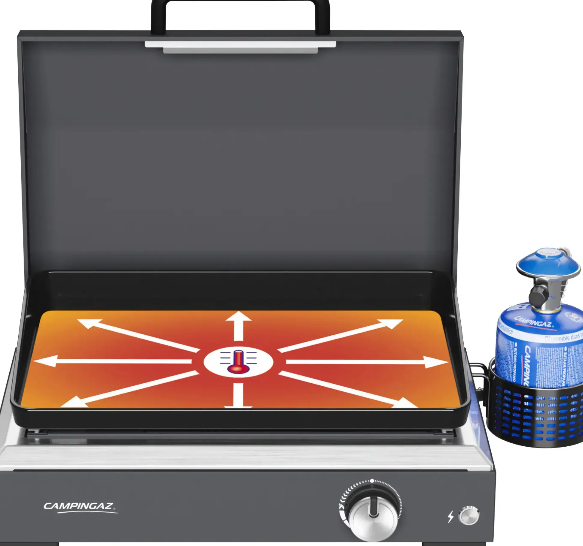 Campingaz Tischgrill Plancha Sigma mit Deckel 2,8 kW 66 x 46 x 51 cm silber-schwarz