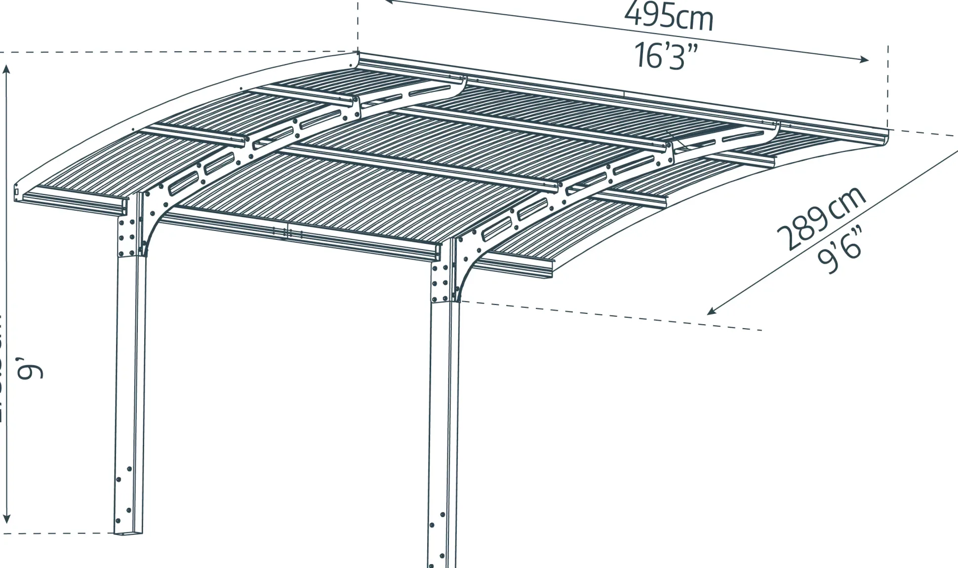 Canopia Carport Arizona Wave 5000 Grau Alu 495 x 289 cm