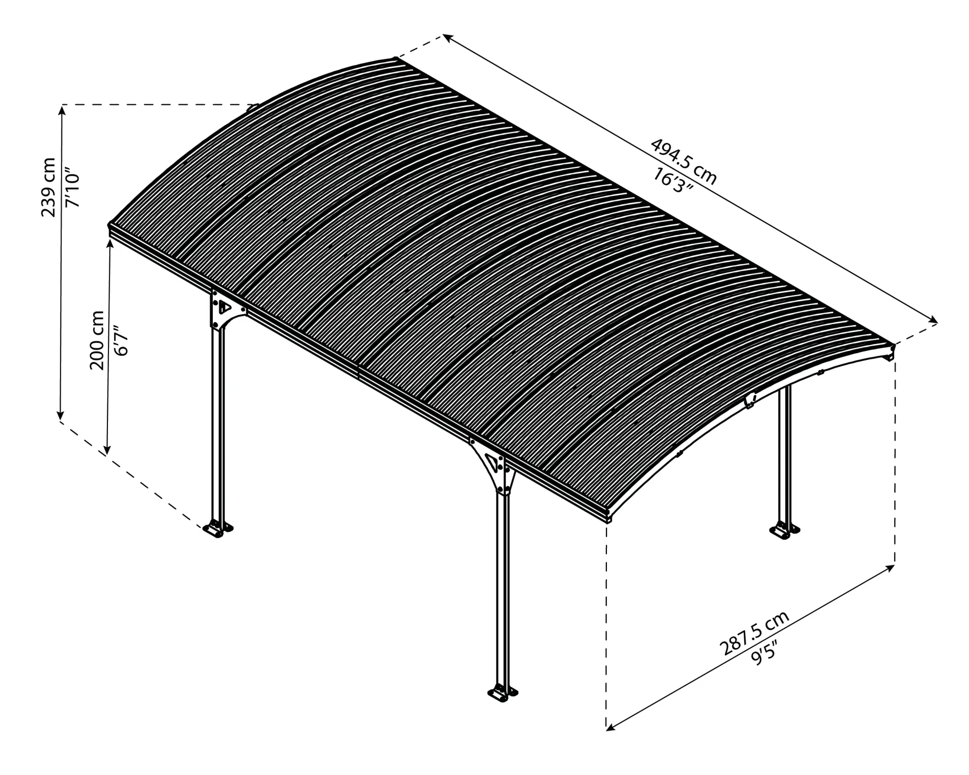 Canopia Carport Atlas 5000 Grau Alu 288 x 495 cm