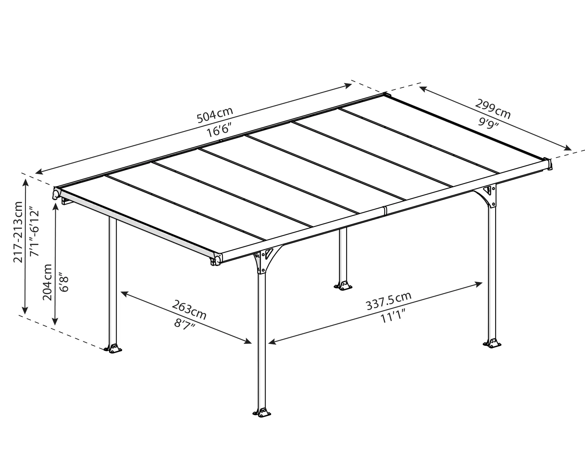 Canopia Carport Verona 5000 Grau Alu 504 x 299 cm