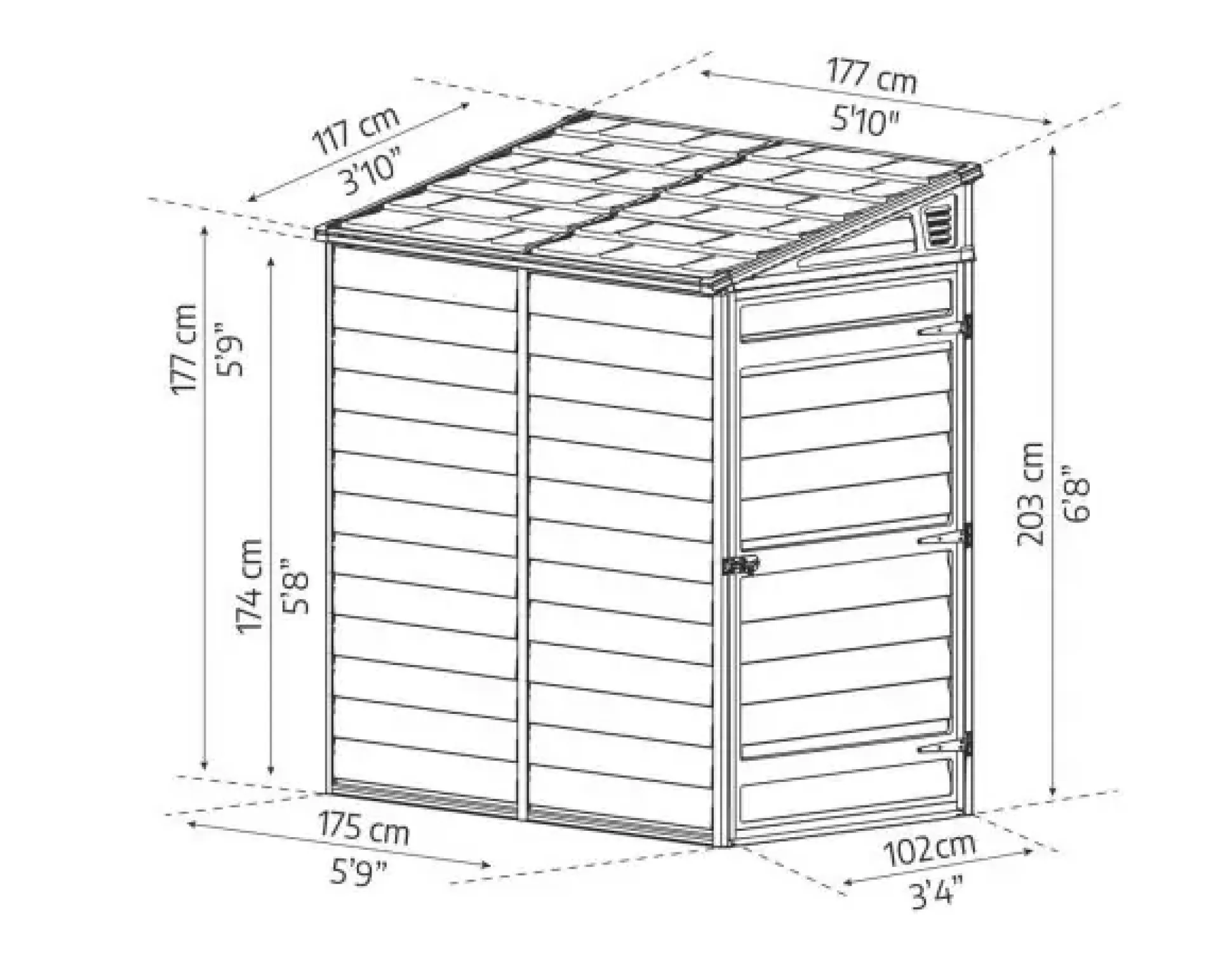 Canopia Gerätehaus Pent Alu grau 175 x 118 cm