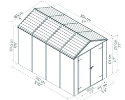 Canopia Gerätehaus Rubicon Alu grau 304 x 185 cm