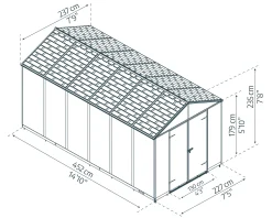 Canopia Gerätehaus Rubicon Alu grau 453 x 227 cm
