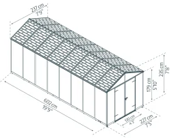 Canopia Gerätehaus Rubicon Alu grau 603 x 227 cm