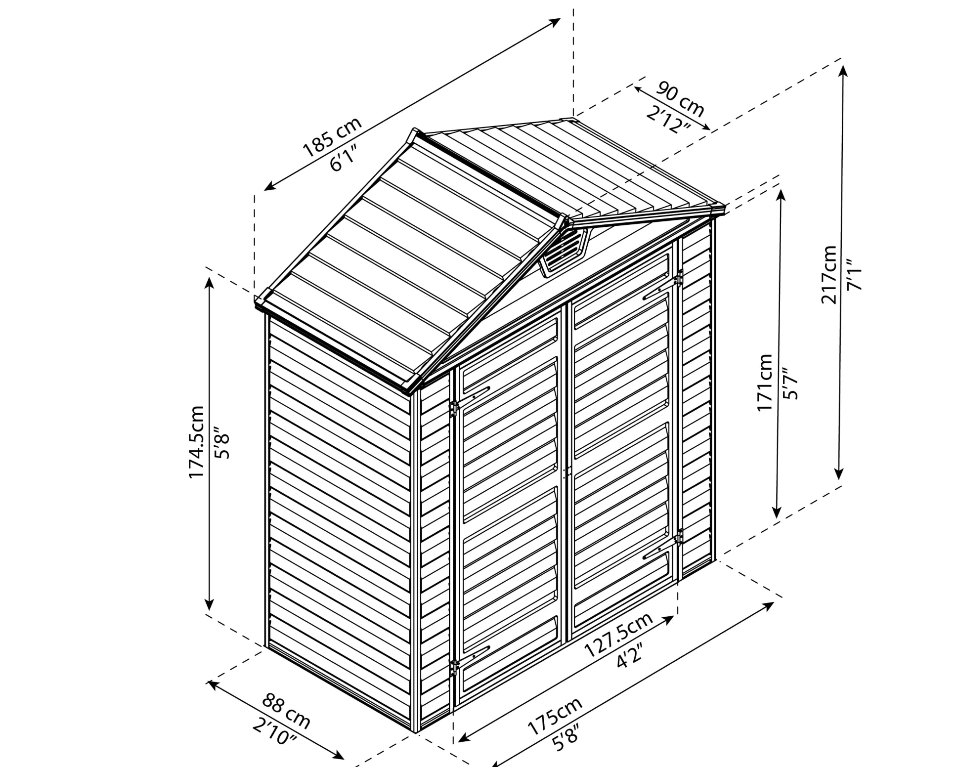 Canopia Gerätehaus Skylight Alu grau 90 x 185 cm