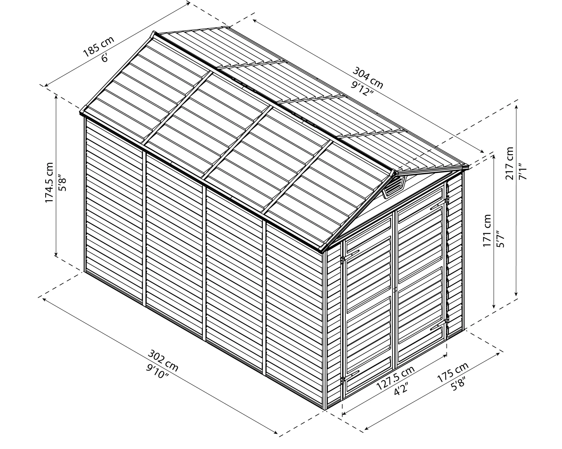 Canopia Gerätehaus Skylight Shed 6x10 175 x 302 x 171 cm