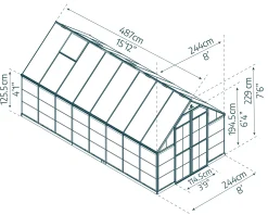 Canopia Gewächshaus Balance Alu grau 487 x 244 cm