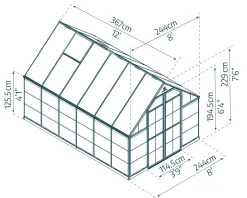 Canopia Gewächshaus Balance Alu grau 367 x 244 cm