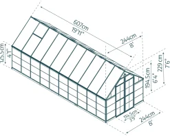 Canopia Gewächshaus Balance Alu grau 607 x 244 cm