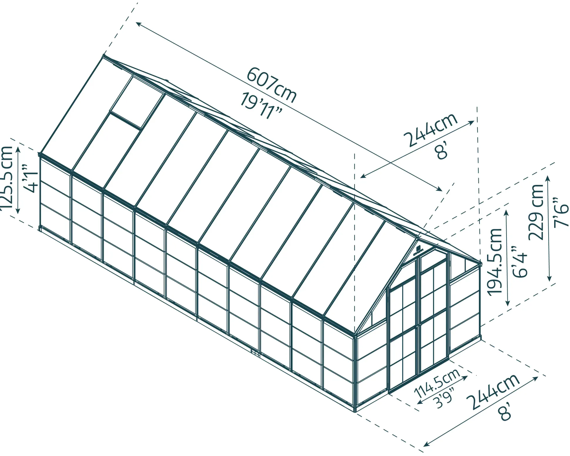 Canopia Gewächshaus Balance Alu grau 607 x 244 cm