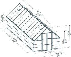 Canopia Gewächshaus Balance Alu silber 844 x 304 cm