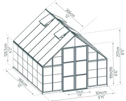 Canopia Gewächshaus Balance Alu silber 366 x 304 cm