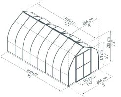 Canopia Gewächshaus Bella 8X16 244 x 482 x 219 cm