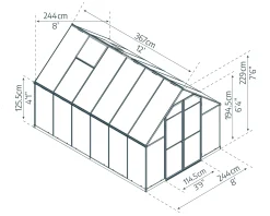 Canopia Gewächshaus Essence Alu silber 367 x 244 cm