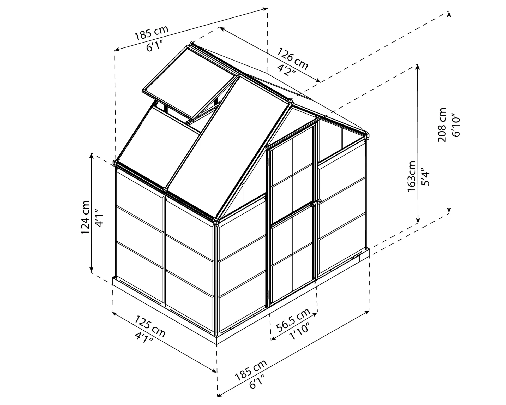 Canopia Gewächshaus Hybrid 6X4 silber 185 x 126 x 208 cm