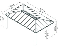 Canopia Pavillon Dallas 6100 - 612 x 364 cm grau