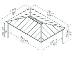 Canopia Pavillon Dallas 612 x 426 cm Aluminium anthrazit