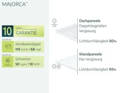 Canopia Poolüberdachung Majorca, 8,74 x 4,7 m, grau Aluminiumrahmen mit Polycarbonatplatten