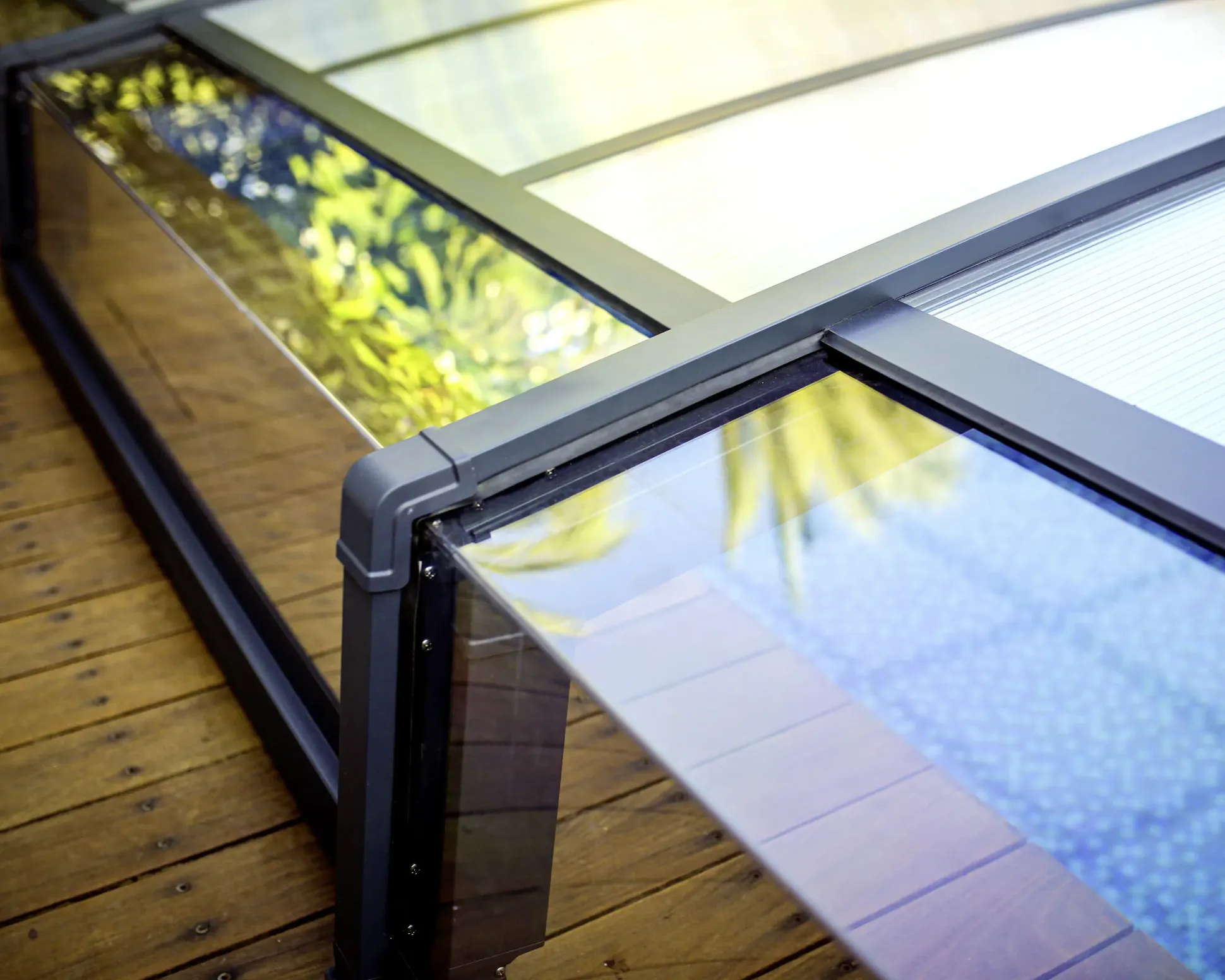 Canopia Poolüberdachung Majorca, 6,70 x 4,57, grau Aluminiumrahmen mit Polycarbonatplatten