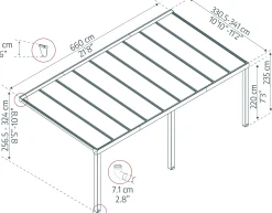 Canopia Terrassenüberdachung Stockholm 660 x 330,5 cm anthrazit