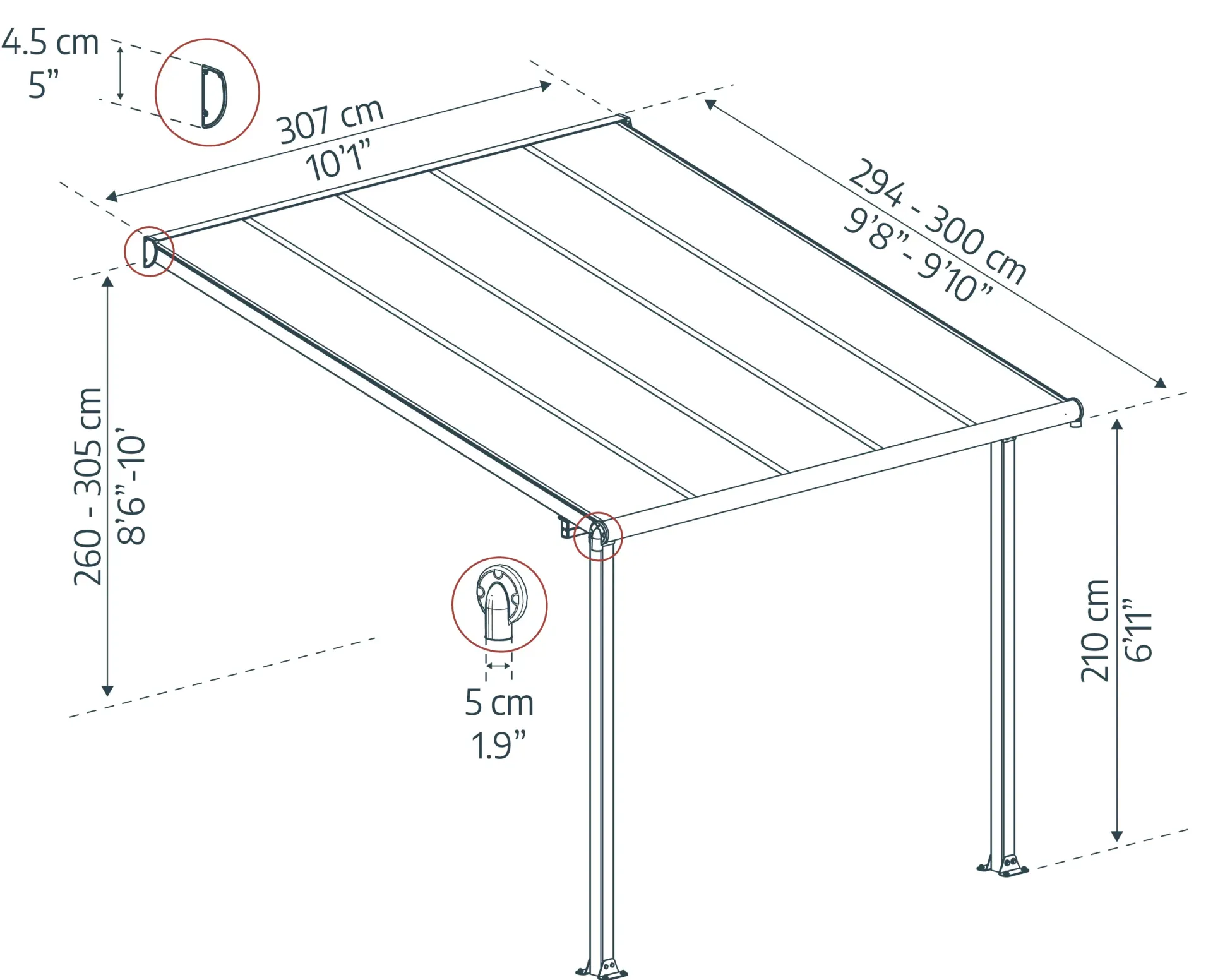 Canopia Terrassenüberdachung Olympia 300 X 300 cm