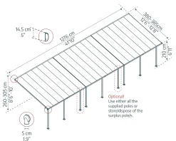 Canopia Terrassenüberdachung Feria 1276 x 380 cm weiß