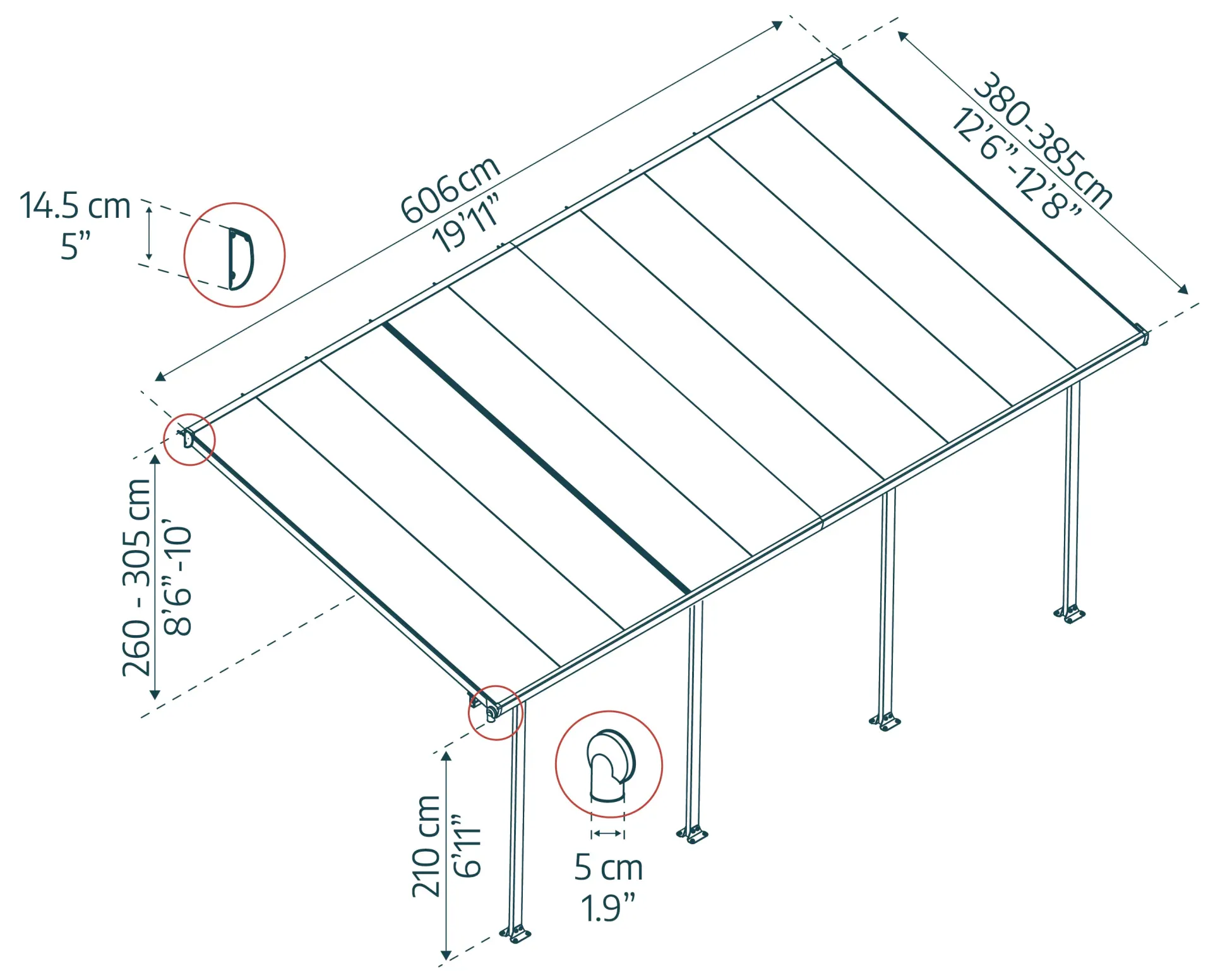 Canopia Terrassenüberdachung Feria 400 x 606 cm anthrazit