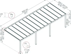 Canopia Terrassenüberdachung Stockholm 950 x 331 cm anthrazit